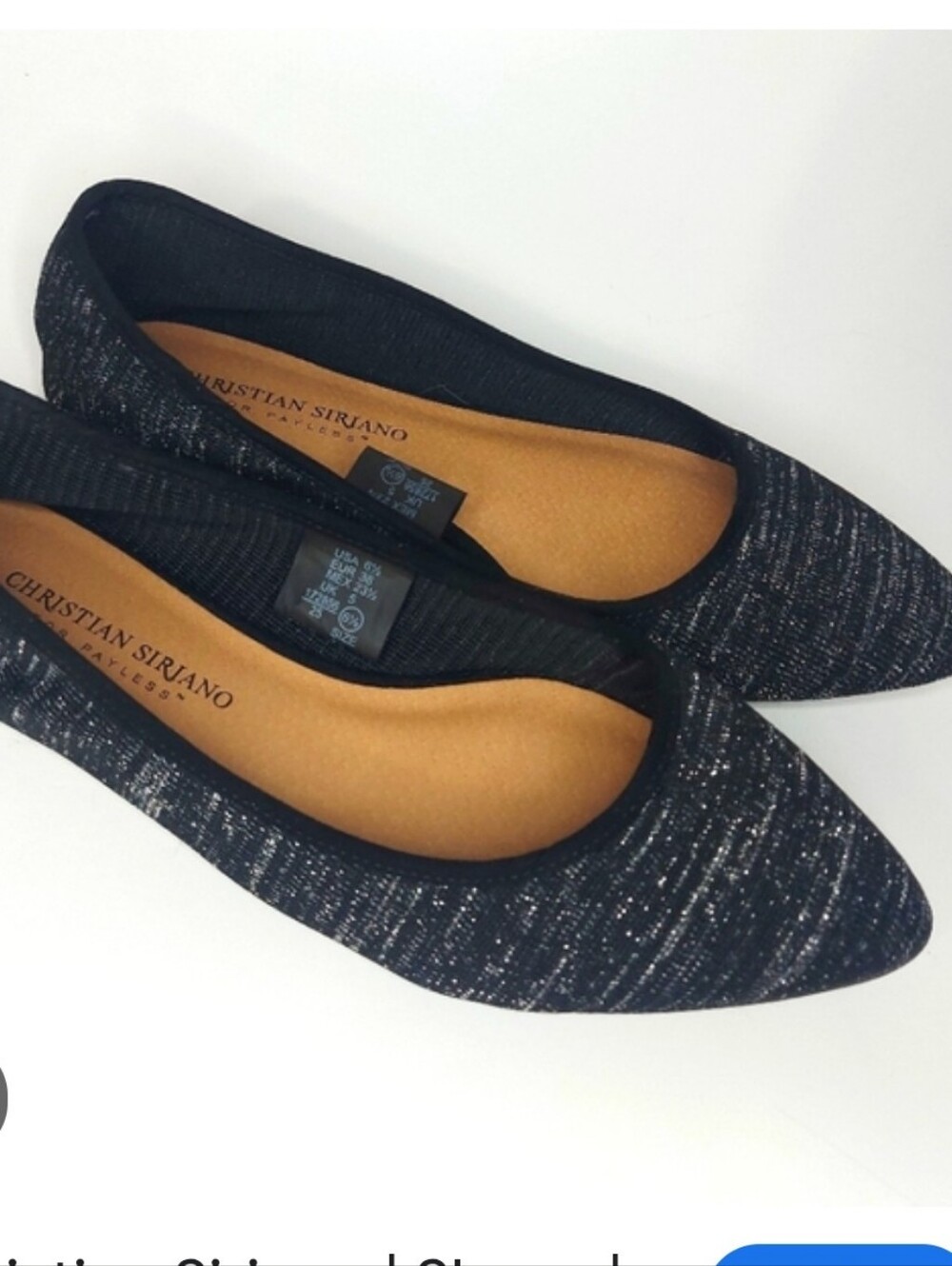 Christian Siriano Two-Tone Pointed Ballet Flats in Black and Gray